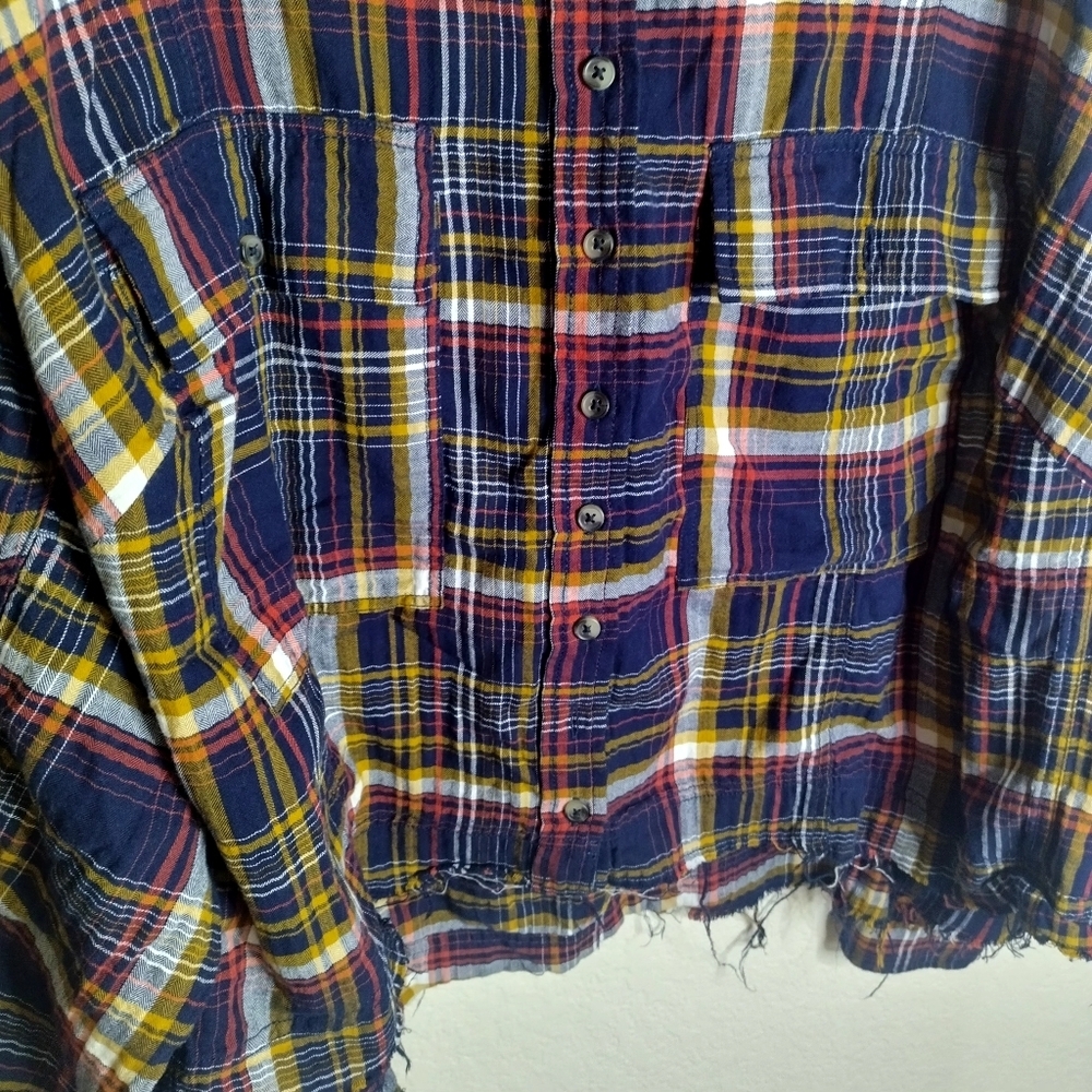 Anthropologie Pilcro Cropped Plaid Shirt Sz 3X - Picture 4 of 9